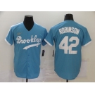 Men's Los Angeles Dodgers #42 Jackie Robinson Light Blue Throwback Cool Base Stitched Baseball Jersey