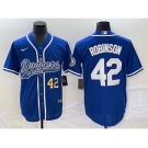 Men's Los Angeles Dodgers #42 Jackie Robinson Number Blue With Patch Cool Base Stitched Baseball Jersey