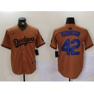 Men's Los Angeles Dodgers #42 Jackie Robinson Olive Cool Base Limited Stitched Jersey