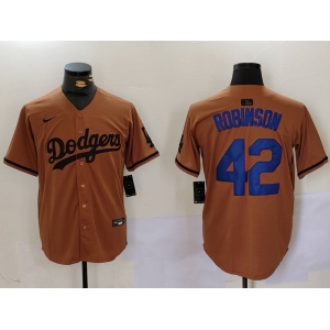 Men's Los Angeles Dodgers #42 Jackie Robinson Olive Cool Base Limited Stitched Jersey