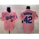 Men's Los Angeles Dodgers #42 Jackie Robinson Pink 2025 Tokyo Series Limited Stitched Baseball Jersey