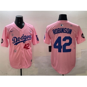 Men's Los Angeles Dodgers #42 Jackie Robinson Pink 2025 Tokyo Series Limited Stitched Baseball Jersey