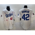Men's Los Angeles Dodgers #42 Jackie Robinson White 2025 Tokyo Series Limited Stitched Baseball Jersey