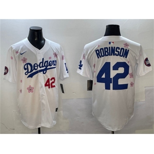 Men's Los Angeles Dodgers #42 Jackie Robinson White 2025 Tokyo Series Limited Stitched Baseball Jersey