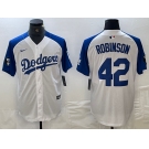 Men's Los Angeles Dodgers #42 Jackie Robinson White Blue Fashion Stitched Cool Base Limited Jerseys