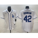 Men's Los Angeles Dodgers #42 Jackie Robinson White Cool Base Stitched Baseball Jersey