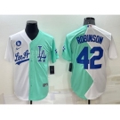 Men's Los Angeles Dodgers #42 Jackie Robinson White Green Two Tone 2022 Celebrity Softball Game Cool Base Jersey