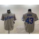 Men's Los Angeles Dodgers #43 Anthony Banda Grey Cool Base Stitched Baseball Jersey