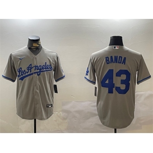 Men's Los Angeles Dodgers #43 Anthony Banda Grey Cool Base Stitched Baseball Jersey