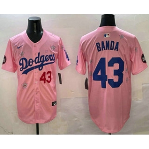 Men's Los Angeles Dodgers #43 Anthony Banda Pink 2025 Tokyo Series Limited Jersey