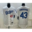 Men's Los Angeles Dodgers #43 Noah Syndergaard Number White Flex Base Stitched Baseball Jersey