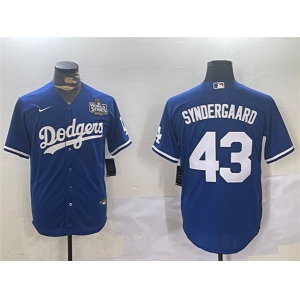 Men's Los Angeles Dodgers #43 Noah Syndergaard Royal 2024 World Series Cool Base Stitched Baseball Jersey