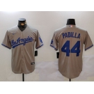 Men's Los Angeles Dodgers #44 Vicente Padilla Grey With los Cool Base Stitched Jersey