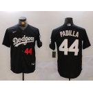 Men's Los Angeles Dodgers #44 Vicente Padilla Number Black Cool Base Stitched Jersey