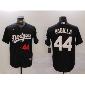 Men's Los Angeles Dodgers #44 Vicente Padilla Number Black Cool Base Stitched Jersey