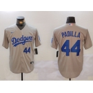 Men's Los Angeles Dodgers #44 Vicente Padilla Number Grey Cool Base Stitched Jerseys