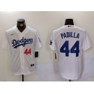 Men's Los Angeles Dodgers #44 Vicente Padilla Number White Cool Base Stitched Jersey