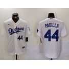 Men's Los Angeles Dodgers #44 Vicente Padilla Number White Cool Base Stitched Jerseys