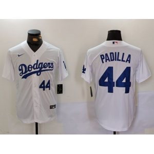Men's Los Angeles Dodgers #44 Vicente Padilla Number White Cool Base Stitched Jerseys