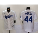 Men's Los Angeles Dodgers #44 Vicente Padilla White Cool Base Stitched Jersey