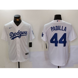 Men's Los Angeles Dodgers #44 Vicente Padilla White Cool Base Stitched Jersey
