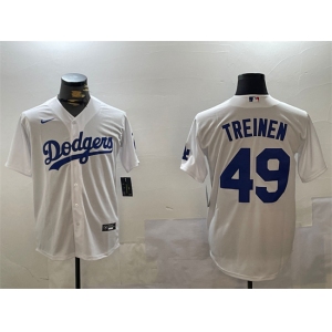 Men's Los Angeles Dodgers #49 Blake Treinen White Cool Base Stitched Baseball Jersey