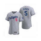 Men's Los Angeles Dodgers #5 Corey Seager Nike Gray Authentic 2020 Road Jersey