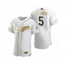 Men's Los Angeles Dodgers #5 Corey Seager Nike White Authentic Golden Edition Jersey