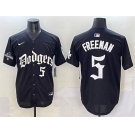 Men's Los Angeles Dodgers #5 Freddie Freeman Black 2025 LA Gothic Style With 2024 World Series Champions Patch Vapor Premier Limited Stitched Baseball Jers