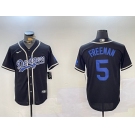 Men's Los Angeles Dodgers #5 Freddie Freeman Black Cool Base Jerseys