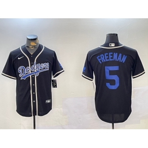 Men's Los Angeles Dodgers #5 Freddie Freeman Black Cool Base Jerseys
