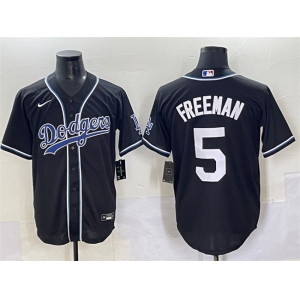 Men's Los Angeles Dodgers #5 Freddie Freeman Black Fashion Stitched Baseball Jersey