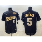 Men's Los Angeles Dodgers #5 Freddie Freeman Black Gold 2025 World Series Limited Stitched Baseball Jersey