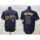 Men's Los Angeles Dodgers #5 Freddie Freeman Black Gold Limited Stitched Jersey