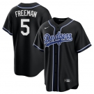Men's Los Angeles Dodgers #5 Freddie Freeman Black Lights Out Limited Stitched Baseball Jersey