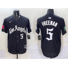 Men's Los Angeles Dodgers #5 Freddie Freeman Black Mexico 2025 LA Gothic Style With Fernando Patch Vapor Premier Limited Stitched Baseball Jersey