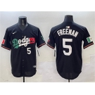 Men's Los Angeles Dodgers #5 Freddie Freeman Black Mexico Flag Limited Stitched Baseball Jersey