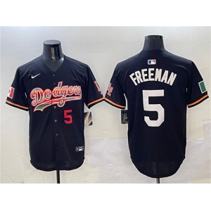 Men's Los Angeles Dodgers #5 Freddie Freeman Black Mexico Limited Stitched Baseball Jersey