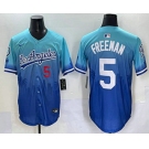 Men's Los Angeles Dodgers #5 Freddie Freeman Blue 2025 City Connect Limited Stitched Jersey