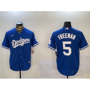Men's Los Angeles Dodgers #5 Freddie Freeman Blue Cool Base Jersey