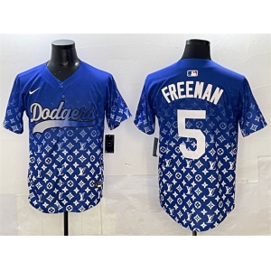 Men's Los Angeles Dodgers #5 Freddie Freeman Blue Limited Stitched Baseball Jersey