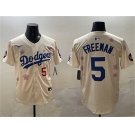 Men's Los Angeles Dodgers #5 Freddie Freeman Cream 2025 Tokyo Series Limited Stitched Baseball Jersey