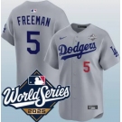Men's Los Angeles Dodgers #5 Freddie Freeman Gray 2025 World Series Limited Stitched Baseball Jersey