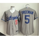 Men's Los Angeles Dodgers #5 Freddie Freeman Gray Cool Base Stitched Baseball Jersey