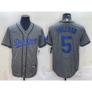 Men's Los Angeles Dodgers #5 Freddie Freeman Grey Gridiron Cool Base Stitched Baseball Jersey