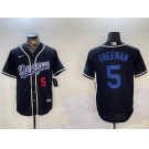 Men's Los Angeles Dodgers #5 Freddie Freeman Number Black Cool Base Jerseys
