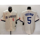 Men's Los Angeles Dodgers #5 Freddie Freeman Number Cream 2024 City Connect Limited Stitched Jersey