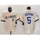 Men's Los Angeles Dodgers #5 Freddie Freeman Number Cream 2024 City Connect Limited Stitched Jerseys