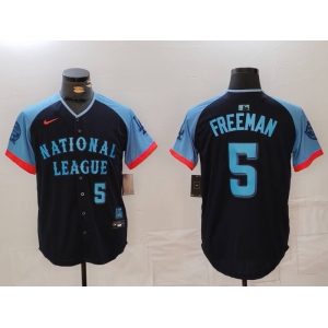 Men's Los Angeles Dodgers #5 Freddie Freeman Number Navy 2024 All Star Limited Stitched Jersey