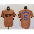 Men's Los Angeles Dodgers #5 Freddie Freeman Number Olive Cool Base Limited Stitched Jersey